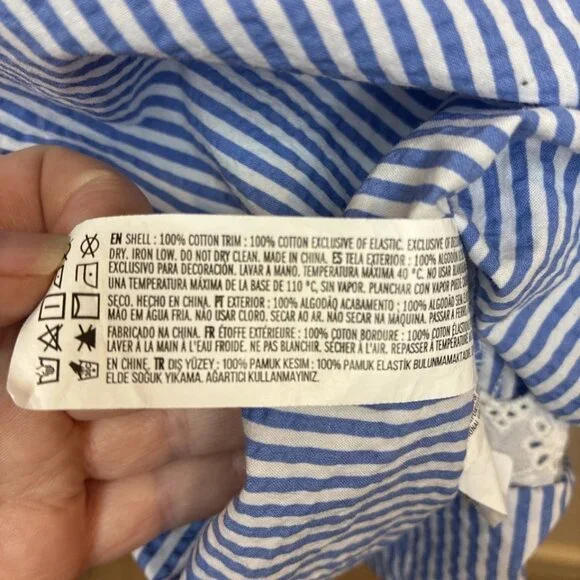 Forever 21 Mini Dress Sz M Coquette Y2K Milkmaid Lace Cottagecore Seersucker - Picture 9 of 10